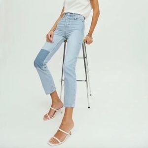 Reformation Cynthia Patch High Rise Straight Jeans Size 26